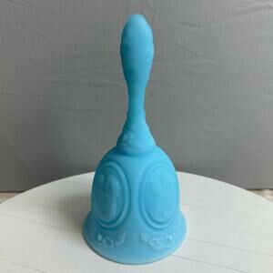 Fenton Bell Blue Custard Satin Glass Mother and Child Madonna 6.5"